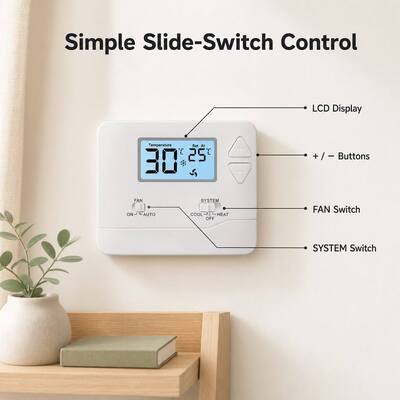 Riseem Programmable Wired Room Temperature heating thermostat 5-35C Temperature Range Perfect for Any Room