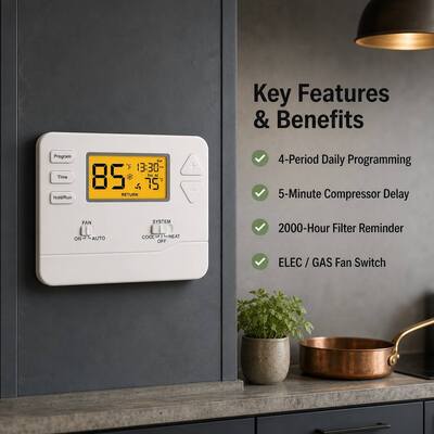 Riseem Smart and Convenient Digital Electronic Room Thermostat for Temperature Ranges 32°F 99°F STN605