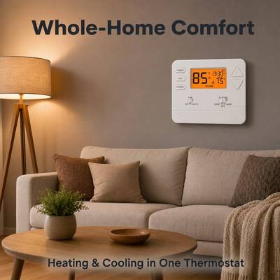Riseem Programmable 2 Heat 2 Cool Thermostat Temperature Controller Compatibility Works With Most Heating And Cooling Systems