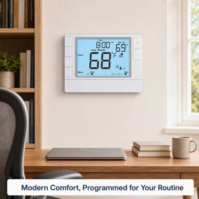 Coiiwsei Hotel and House Indoor Efficiency Electronic Room Thermostat with Lcd Display in White/Blue