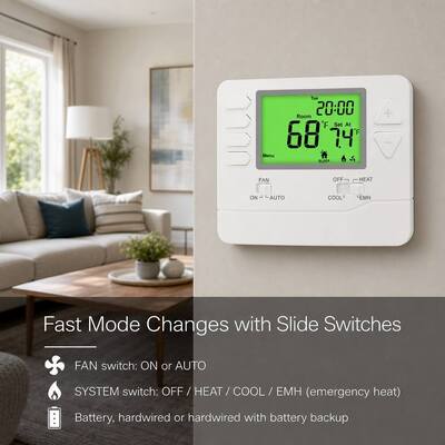 Heagstat NTC Sensor and Anti-Flammable ABS PC 7 Day Programmable Thermostat for Heat Pump Control