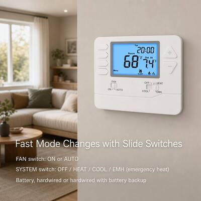 Suuwer Industrial Automation ABS Heat Pump Temperature Controller Air Conditioning Thermostat with 3.84 Sq.in. Display Size