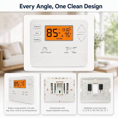Miuputake Powerful Heat Pump Thermostat Adjustable Thermostat 5-10A Amp 24v Or Batteries Power Source