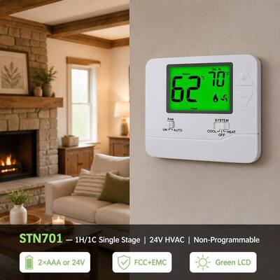 Heating and Cooling Digital Home Non Programmable 24V HVAC Thermostat Terminal Designations C Suitable for Conventional Application Type Heating Cooling Systems