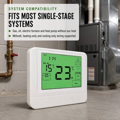 24V Heating and Cooling Programmable Touch Screen Wired Room Battery-operated Thermostat Suitable Air Conditioning HVAC System