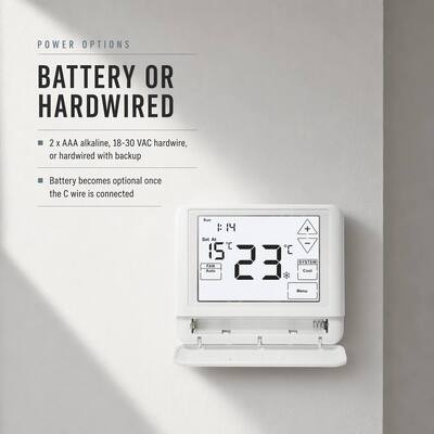 24V Batteries-operated 1 Heat 1 cool Wired Room 7 Day Programmable Touch Screen Thermostat For HVAC Control