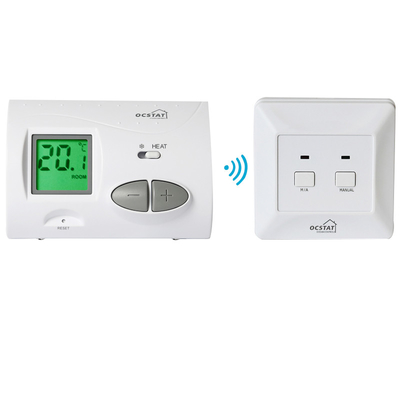 Riseem 868Mhz White Electronic Large Button Digital Home Thermostat For Underfloor Heating