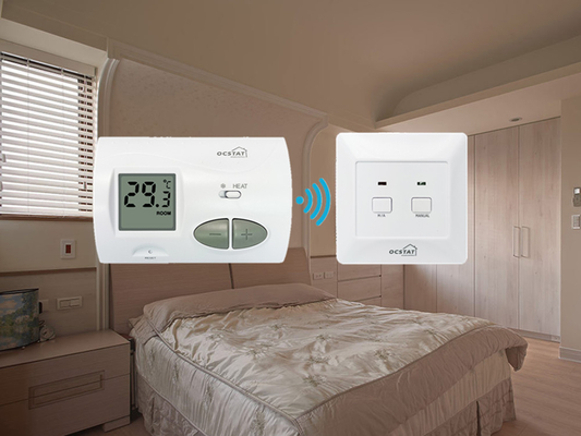 Riseem Green Backlight RF Electric  Room Simple Thermostat For Heating 2*AA Size Battery