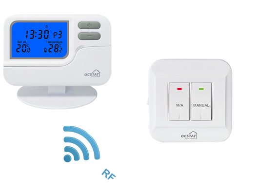 Riseem White Shell Battery Digital Room Programmable Thermostat 7 Day With HVAC Systems