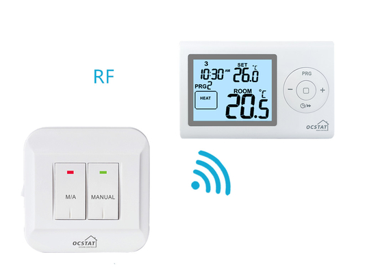 Riseem ABS OEM ODM Blue LCD Screen RF Digital Home Thermostat Heating and Cooling