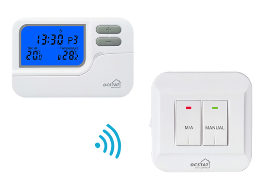 Riseem White ABS 868Mhz RF Room Wireless Programmable Thermostat Digital Heating And Cooling OEM