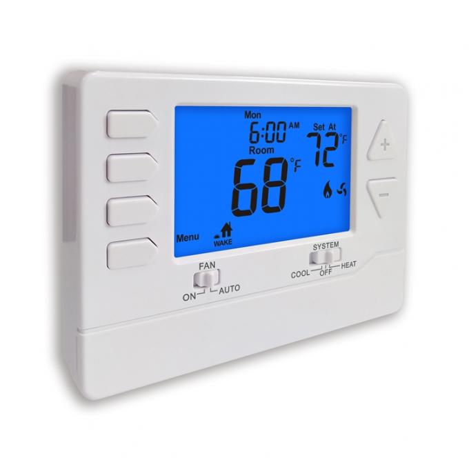 7 Day Programmable HVAC Thermostat , Battery Operated Home Thermostat 24V